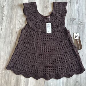 NWT Bloomingdale’s 525 America Crochet Sweater Brown Size Medium